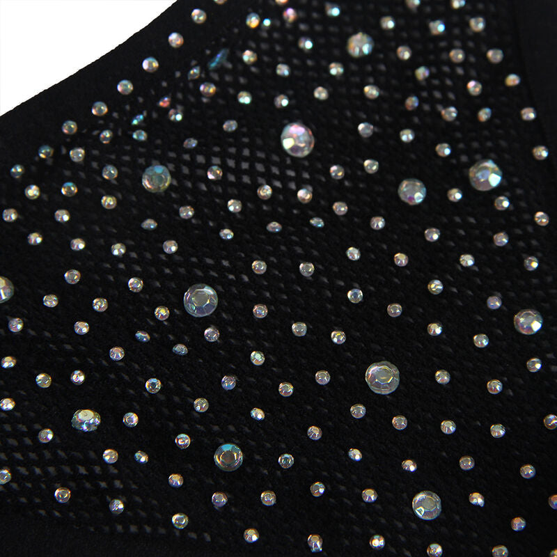 SUBBLIME - 952174 BODYSTOCK DE RED CON GUANTES Y DIAMANTES NEGROS TALLA ÚNICA