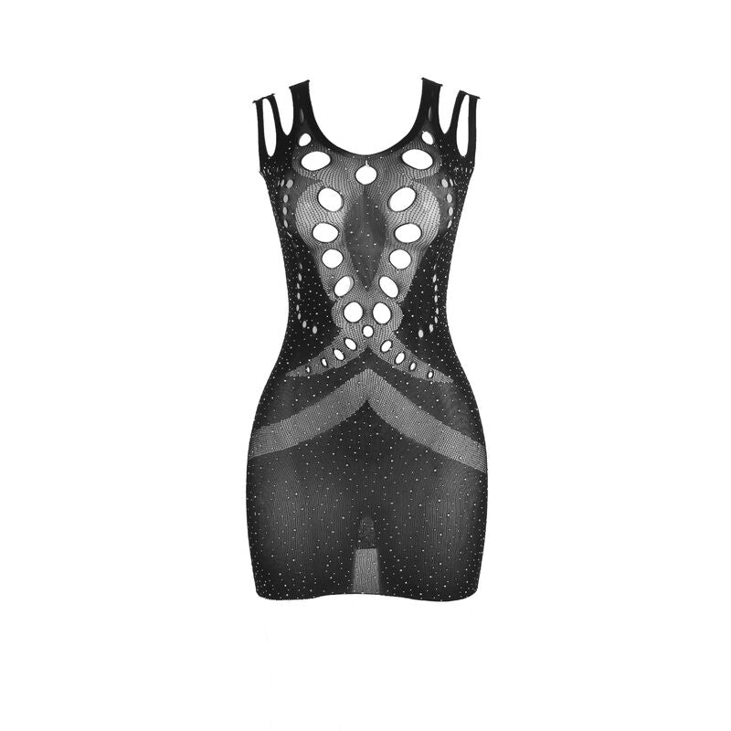 SUBBLIME - 952198 VESTIDO DE RED NEGRO CON DIAMANTES BRILLANTES TALLA ÚNICA