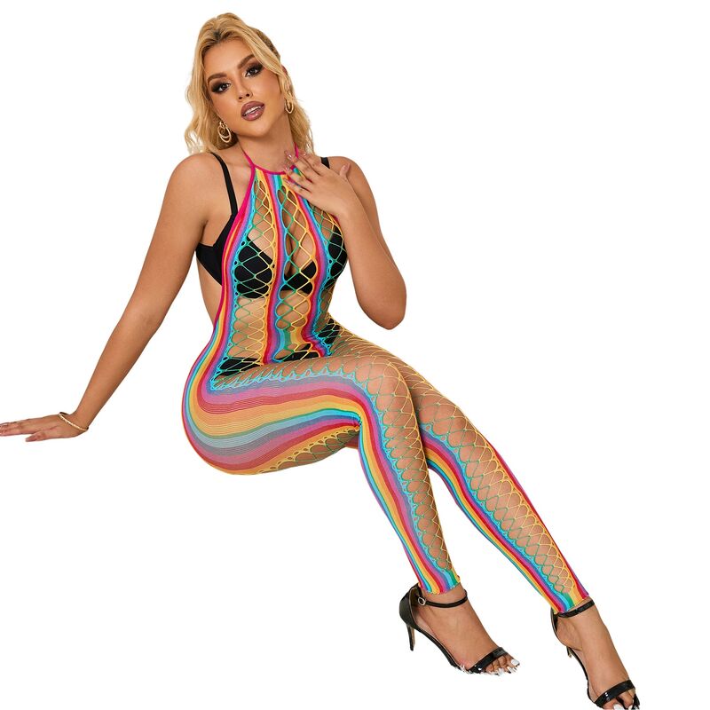 SUBBLIME - 952358 VESTIDO DE MALLA CON CUELLO HALTER ARCOÍRIS TALLA ÚNICA
