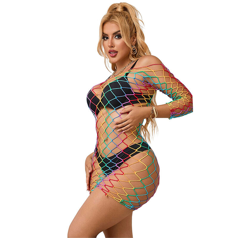 SUBBLIME - 952426 VESTIDO DE MALLA DE MANGA LARGA ARCOÍRIS TALLA ÚNICA