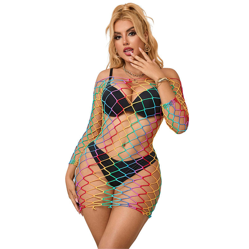 SUBBLIME - 952426 VESTIDO DE MALLA DE MANGA LARGA ARCOÍRIS TALLA ÚNICA