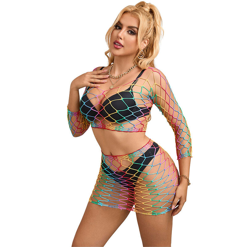 SUBBLIME - 952440 RAINBOW LONG SLEEVE 2-PIECE MESH SET ONE SIZE