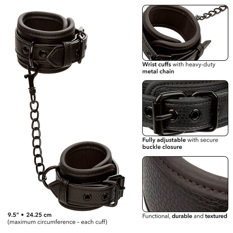 CALEXOTICS - NOCTURNAL POIGNETS IN CUIR RÉGLABLES NOIRS