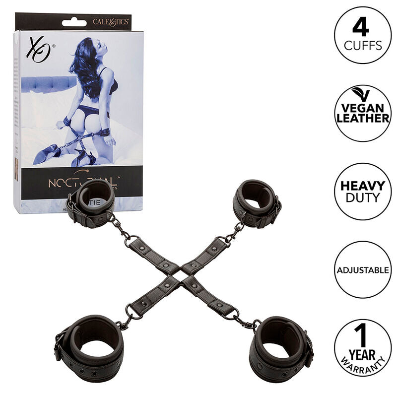CALEXOTICS - NOCTURNAL CONNECTOR TIE HOG ADJUSTABLE BLACK LEATHER
