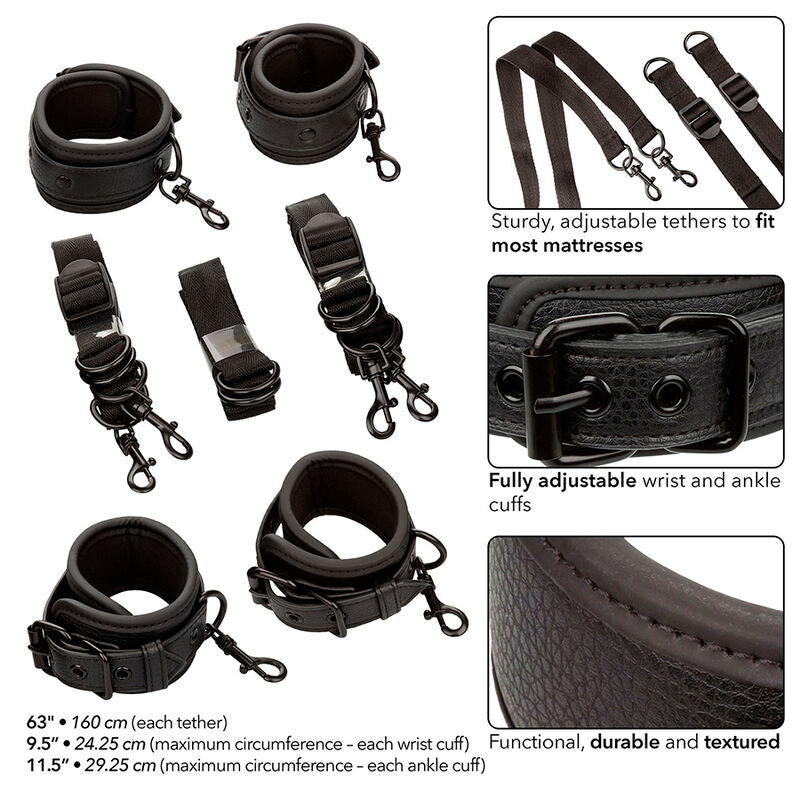 CALEXOTICS - NOCTURNAL ADJUSTABLE BED BELT IN BLACK LEATHER