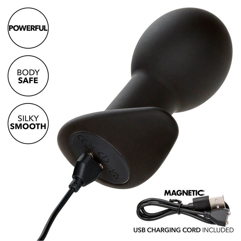 CALEXOTICS - PLUG ANAL ROCK BOTTOM 10 VIBRACIONES SILICONA NEGRO