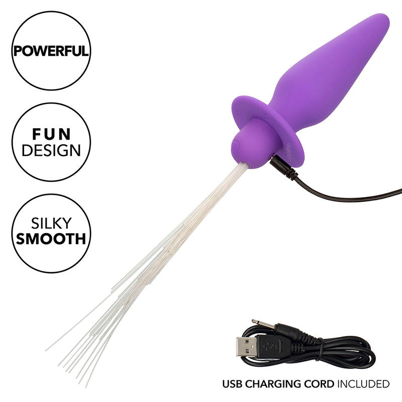 CALEXOTICS - PLUG ANAL ILUMINADO LUCES DEL SUR 10 VIBRACIONES SILICONA MORADA