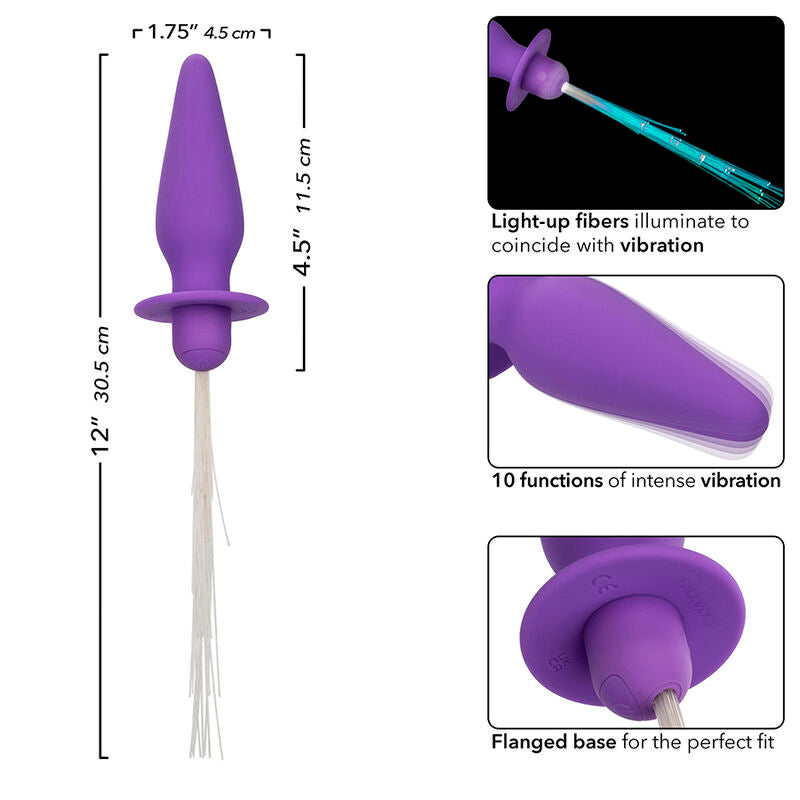 CALEXOTICS - PLUG ANAL ILUMINADO LUCES DEL SUR 10 VIBRACIONES SILICONA MORADA