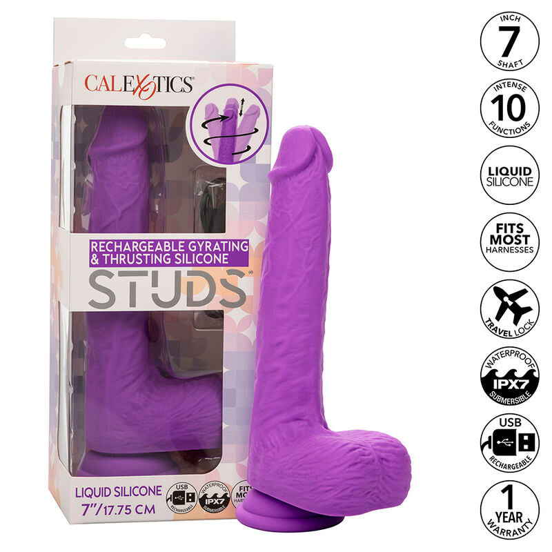 CALEXOTICS - STUDS VIBRADOR RECARGABLE Y GIRATORIO 10 VIBRACIONES MORADO
