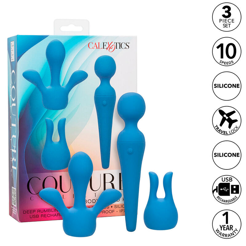 CALEXOTICS - COUTURE KIT VIBRATEUR WAND 10 VIBRATIONS BLUE