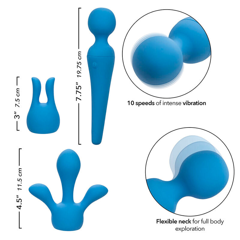 CALEXOTICS - COUTURE KIT VIBRATEUR WAND 10 VIBRATIONS BLUE
