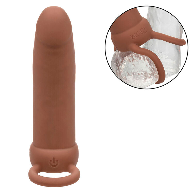CALEXOTICS - MAXX THICK DOUBLE PÉNÉTRATEUR 10 VIBRATIONS BROWN