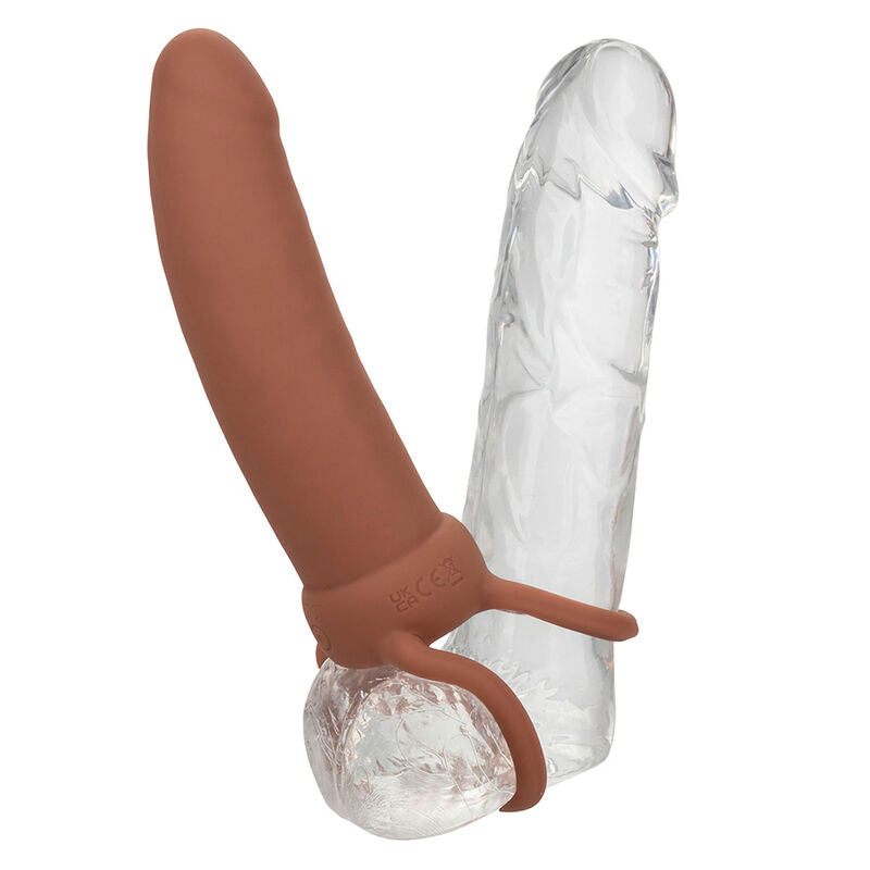 CALEXOTICS - MAXX THICK DOUBLE PÉNÉTRATEUR 10 VIBRATIONS BROWN
