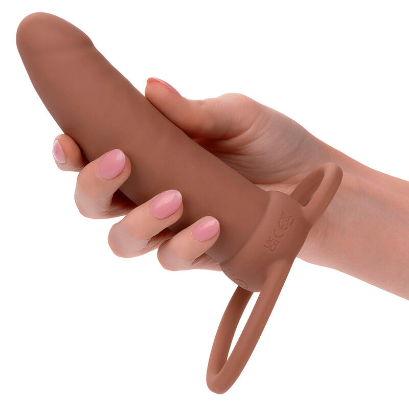 CALEXOTICS - MAXX THICK DOUBLE PÉNÉTRATEUR 10 VIBRATIONS BROWN