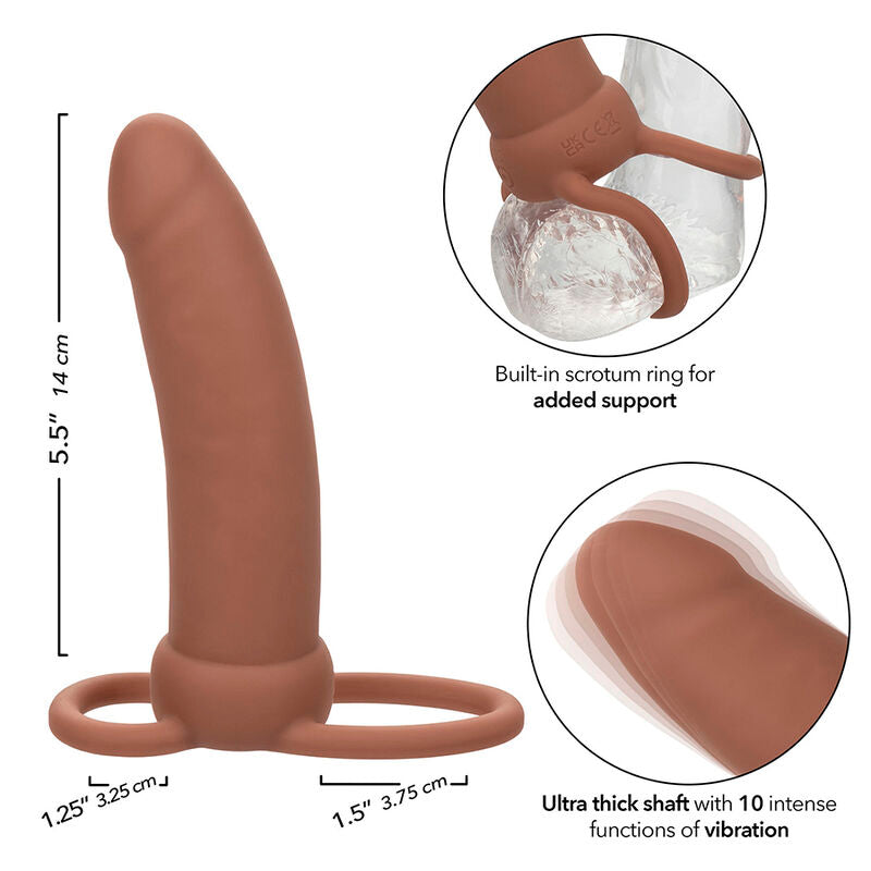 CALEXOTICS - MAXX THICK DOUBLE PÉNÉTRATEUR 10 VIBRATIONS BROWN