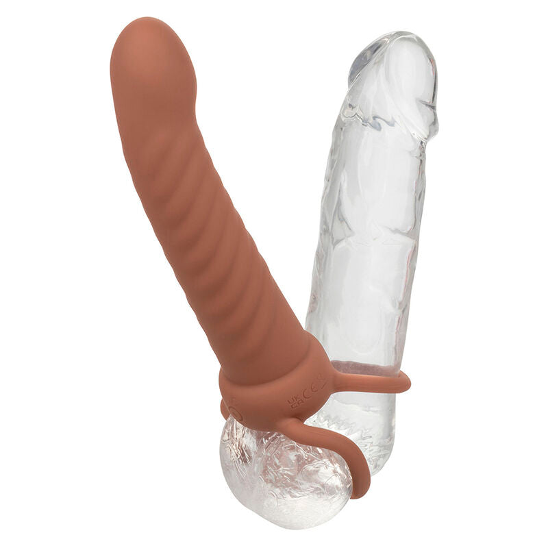 CALEXOTICS - MAXX RIBBED DOUBLE PENETRATOR 10 VIBRATIONS BROWN