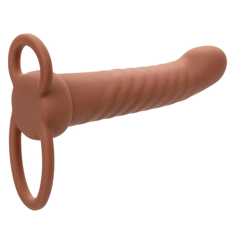 CALEXOTICS - MAXX RIBBED DOUBLE PENETRATOR 10 VIBRATIONS BROWN