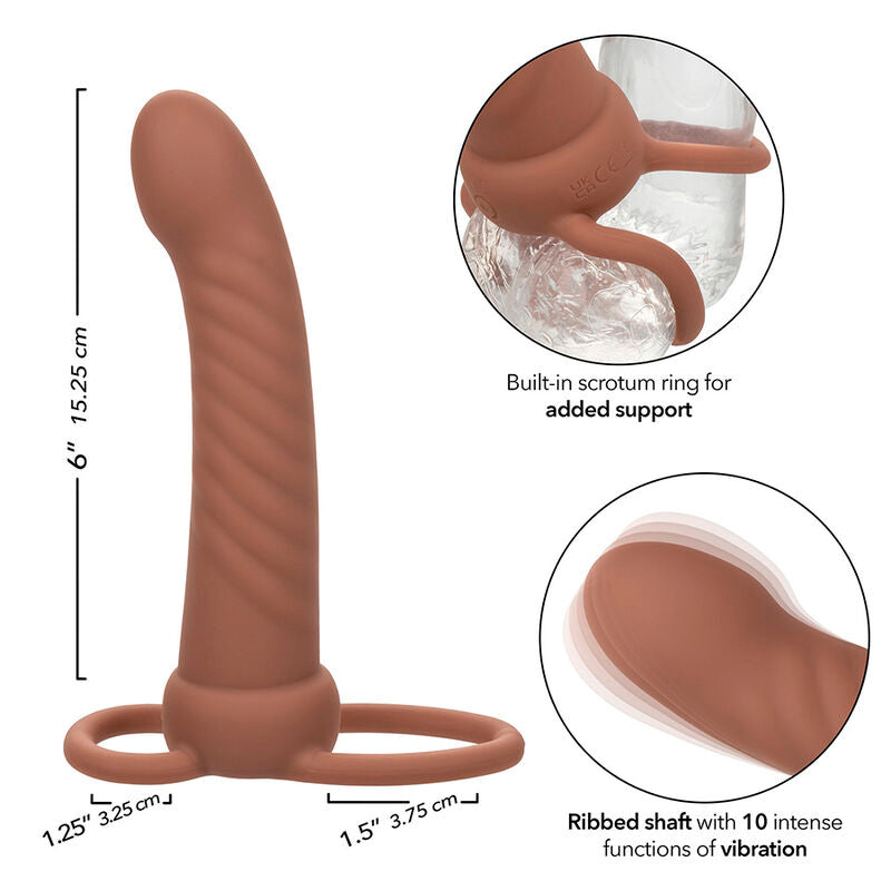 CALEXOTICS - MAXX RIBBED DOUBLE PENETRATOR 10 VIBRATIONS BROWN