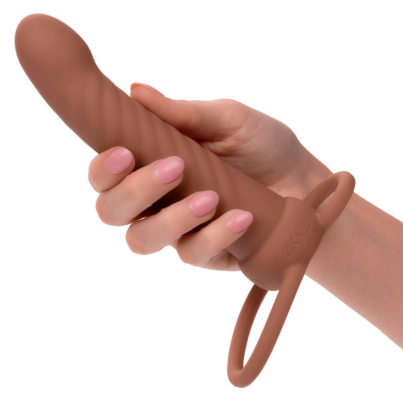 CALEXOTICS - MAXX RIBBED DOUBLE PENETRATOR 10 VIBRATIONS BROWN