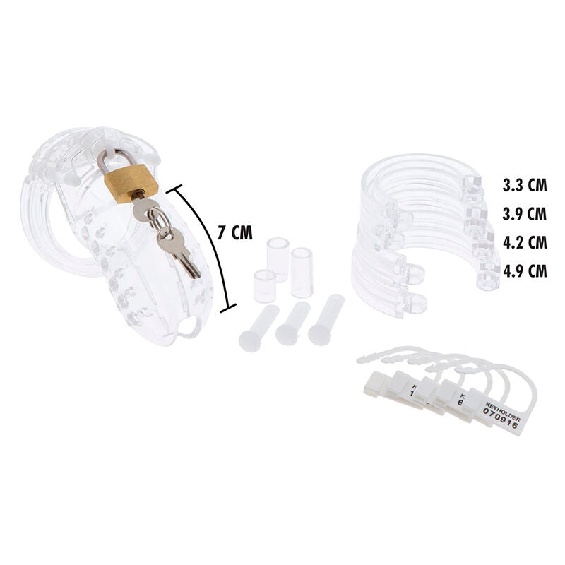 HIDDEN DESIRE - EXTREME ADJUSTABLE TRANSPARENT ACRYLIC CHASTITY CAGE