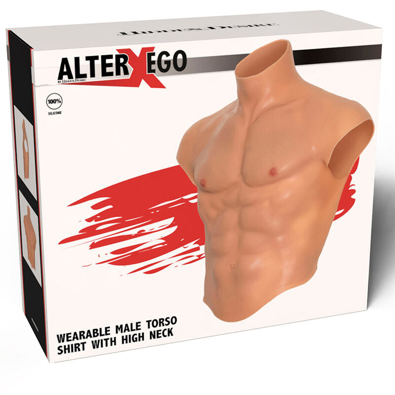 DESEO OCULTO - CAMISA DE TORSO DE SILICONA PARA HOMBRE ALTER EGO CON ABS CARNE