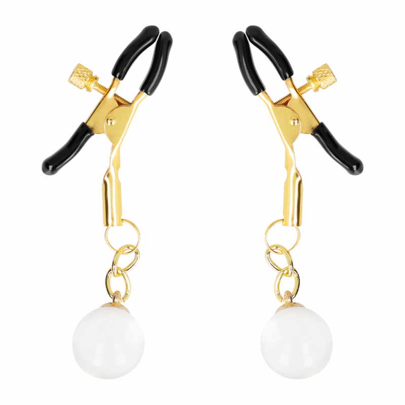 KINK - ABRAZADERAS DE METON CON CUENTAS DE VIDRIO DORADAS 6 CM