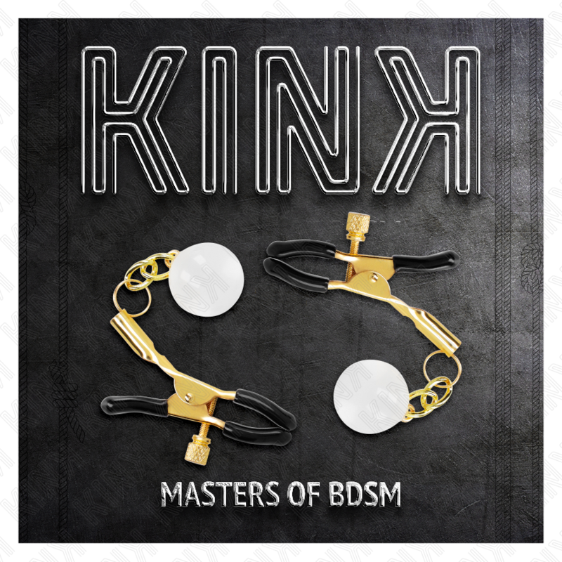 KINK - ABRAZADERAS DE METON CON CUENTAS DE VIDRIO DORADAS 6 CM