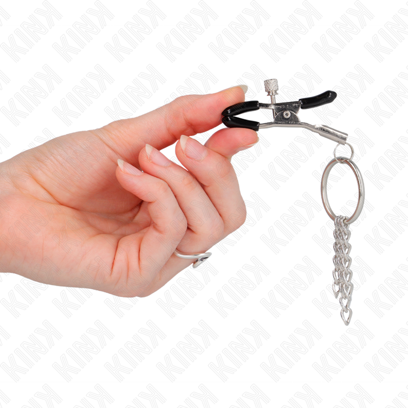 KINK - ABRAZADERA DE JUNTA TÓRICA METON Y CADENA DE PLATA PEQUEÑA DE 6 CM