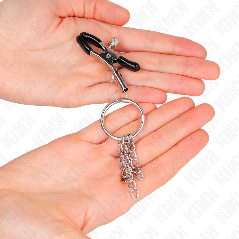 KINK - ABRAZADERA DE JUNTA TÓRICA METON Y CADENA DE PLATA PEQUEÑA DE 6 CM