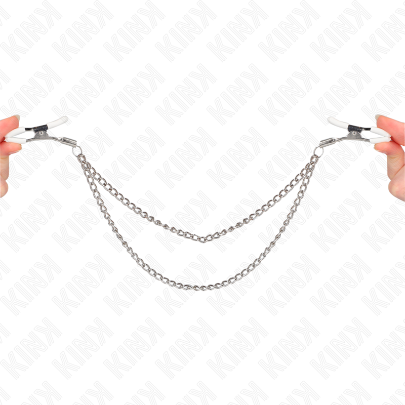 KINK - CLIPS METÁLICOS CON 2 CADENAS FINAS DE PLATA 20/23 CM