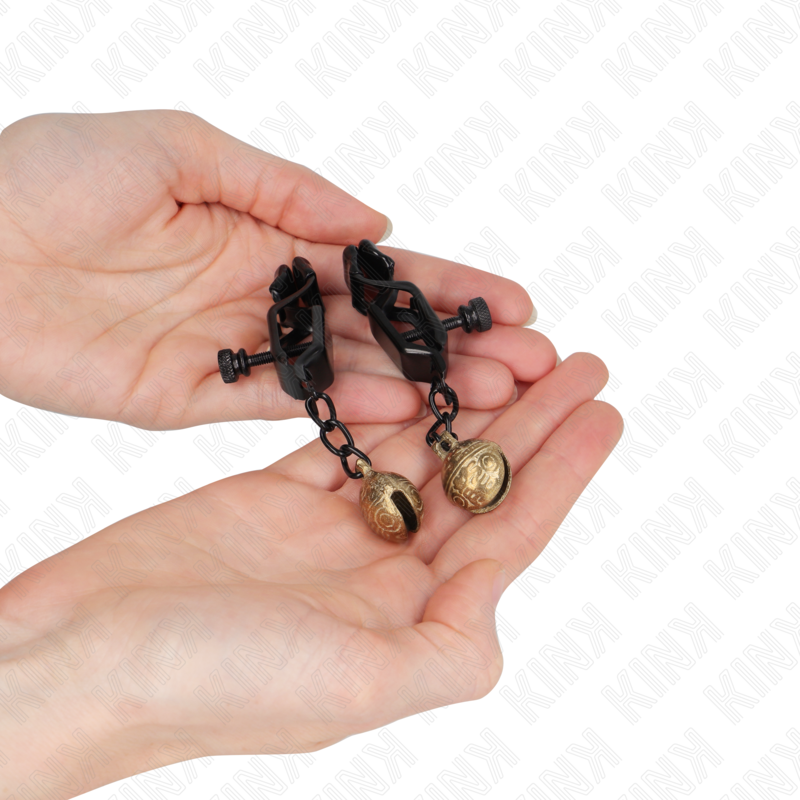 KINK - ABRAZADERAS DE METELÓN ESTILO CAMPANA NEGRA 7 CM