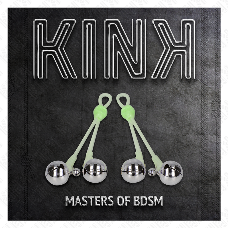 KINK - PINCES À TETON LUMINUSES CRÂNE AVEC ANNEAU CLOCHES RÉGLABLES VERT / ARGENT
