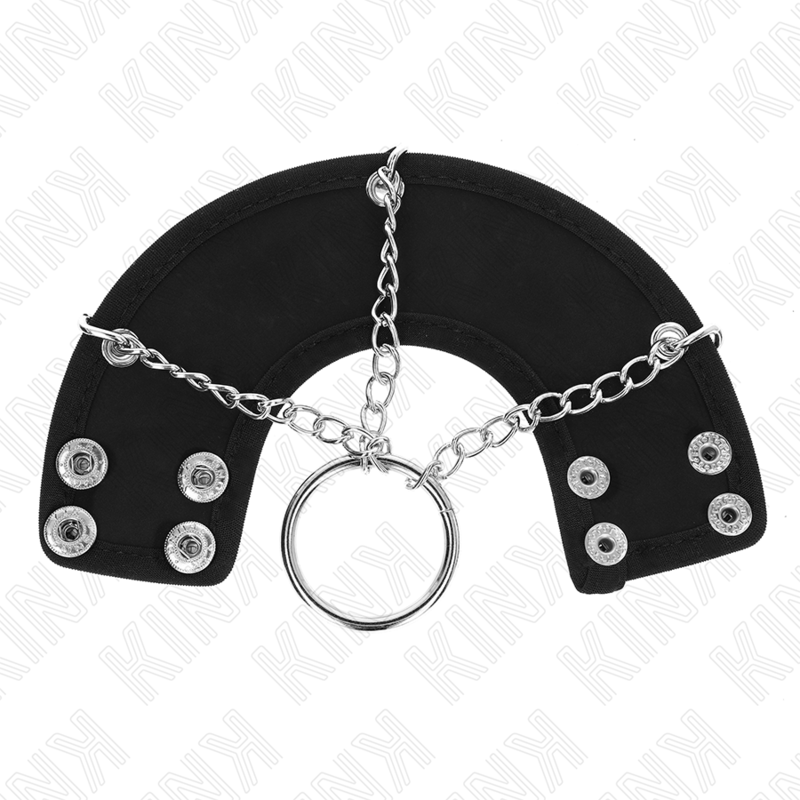 KINK - ANILLO PARA PENE CADENA DE METAL DE 4 CM Y 7 CM CON CINTURÓN DE CUERO