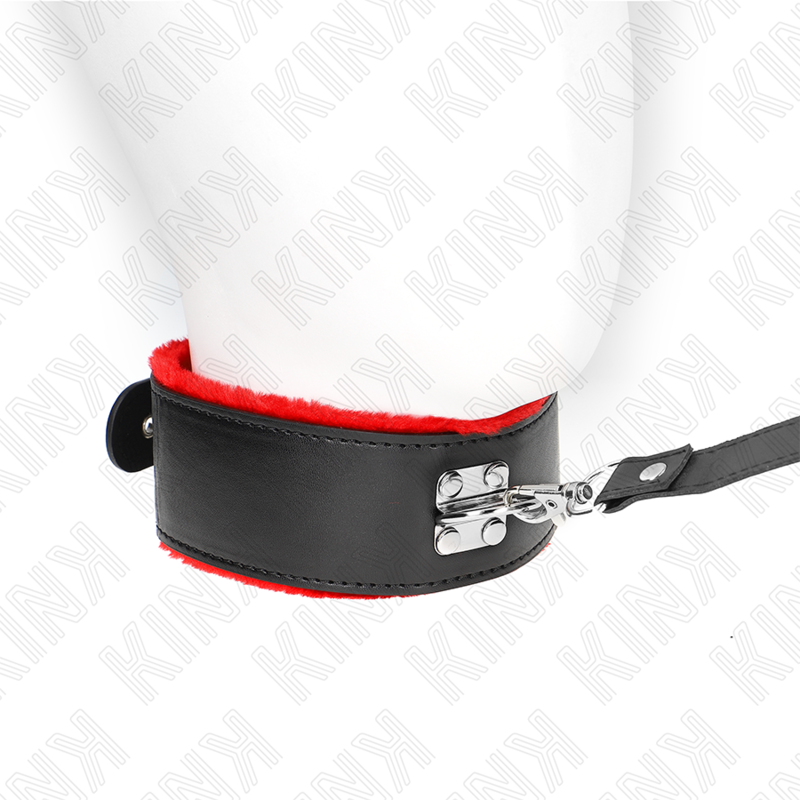 KINK - COLLAR CON CINTURÓN 116 CM CON CORREA DE CUERO ROJA AJUSTABLE 40-48 CM X 6 CM