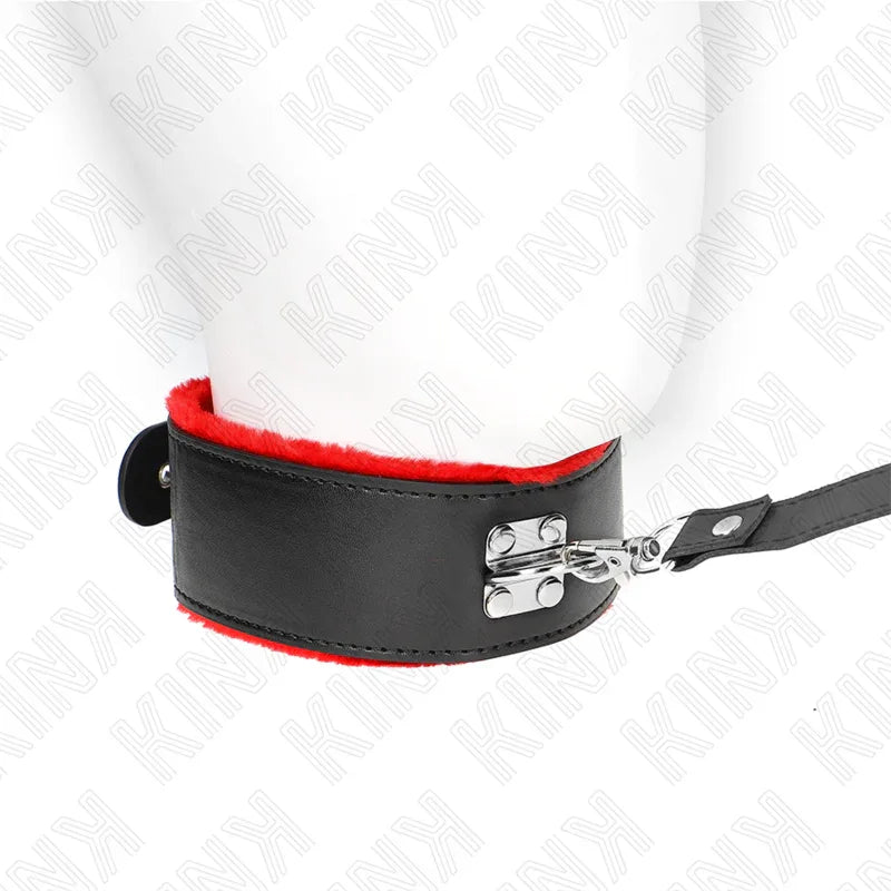 Kink – Collier avec Ceinture 116 cm avec Bracelet en Cuir Rouge Ajustable 40 48 cm X 6 cm
