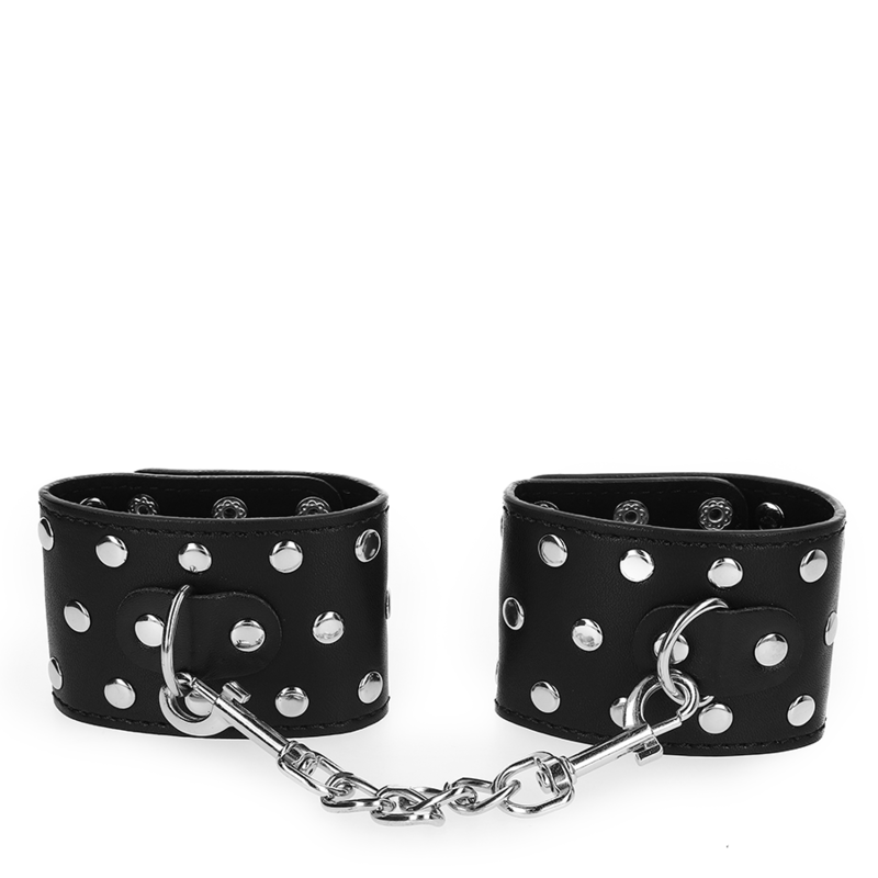 KINK - SUJECIONES DE MUÑECA CON CIERRE A PRESIÓN LLENO DE REMACHES NEGRO AJUSTABLE 19-24 CM X 5.5 CM