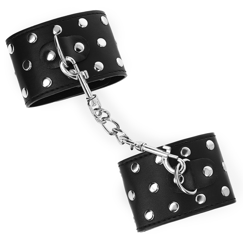 KINK - SUJECIONES DE MUÑECA CON CIERRE A PRESIÓN LLENO DE REMACHES NEGRO AJUSTABLE 19-24 CM X 5.5 CM