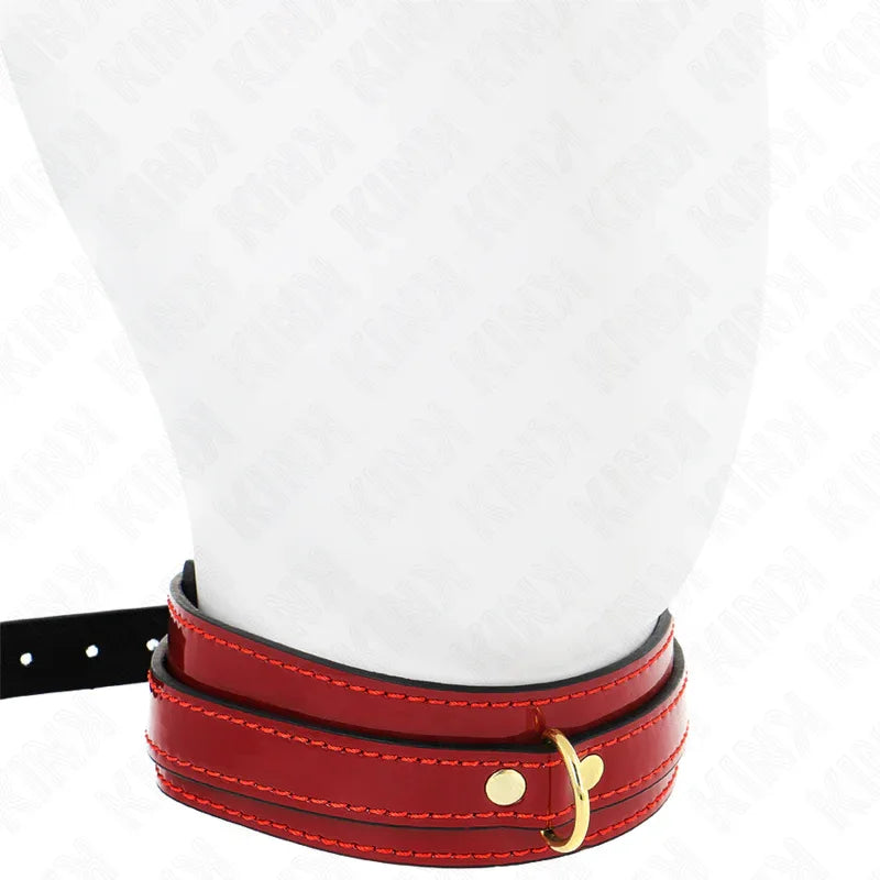 Kink – Collier Ajustable Rouge Vin avec Détails Dorés 29 42,5 cm X 4 cm