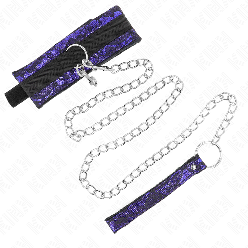 KINK - COLLIER COURT EN DENTELLE DE VELOURS AVEC CEINTURE 105 CM AVEC GARNITURE EN NYLON 44 X 5.5 CM