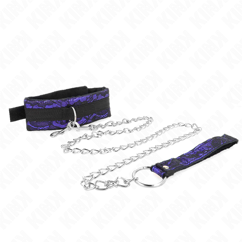KINK - COLLIER COURT EN DENTELLE DE VELOURS AVEC CEINTURE 105 CM AVEC GARNITURE EN NYLON 44 X 5.5 CM
