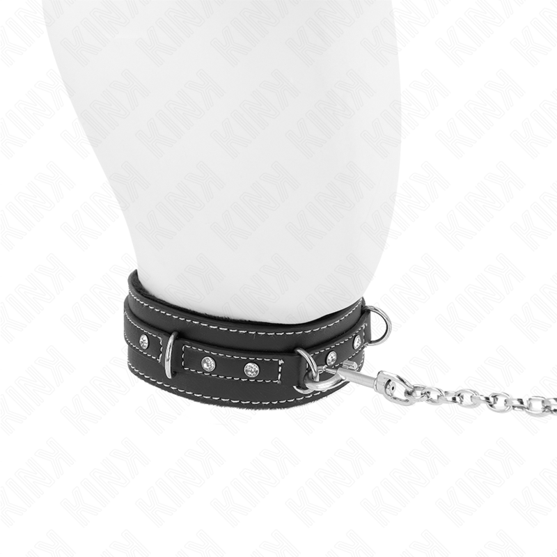 KINK - COLLAR DE CUERO PVC CON CINTURÓN 105 CM REMACHE DIAMANTES 41,5 X 4 CM