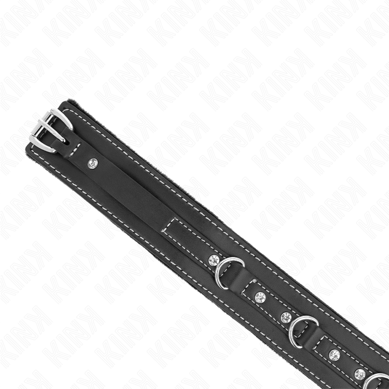 KINK - COLLAR DE CUERO PVC CON CINTURÓN 105 CM REMACHE DIAMANTES 41,5 X 4 CM