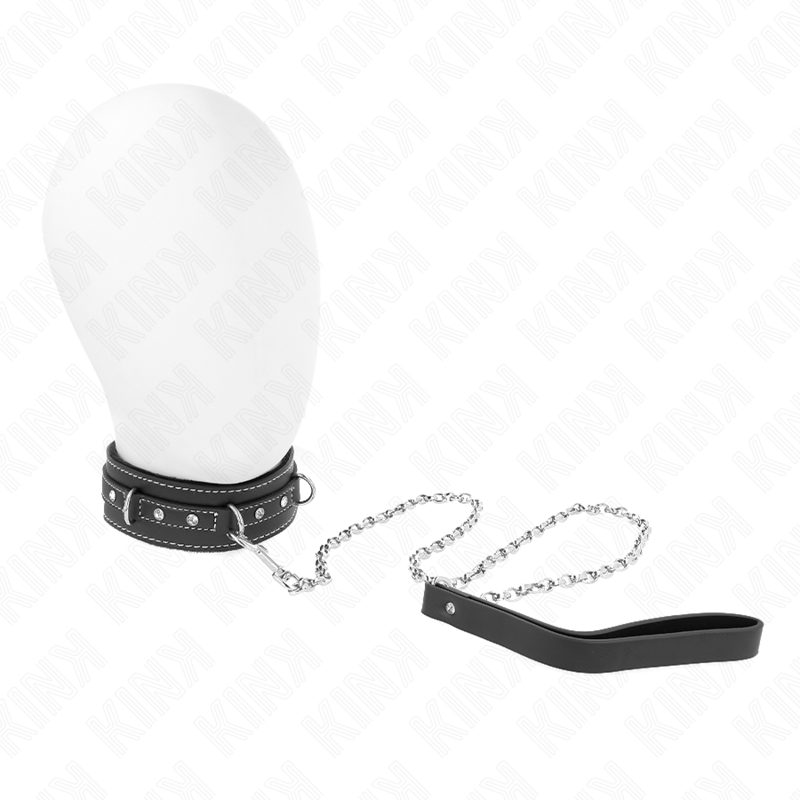 KINK - COLLAR DE CUERO PVC CON CINTURÓN 105 CM REMACHE DIAMANTES 41,5 X 4 CM