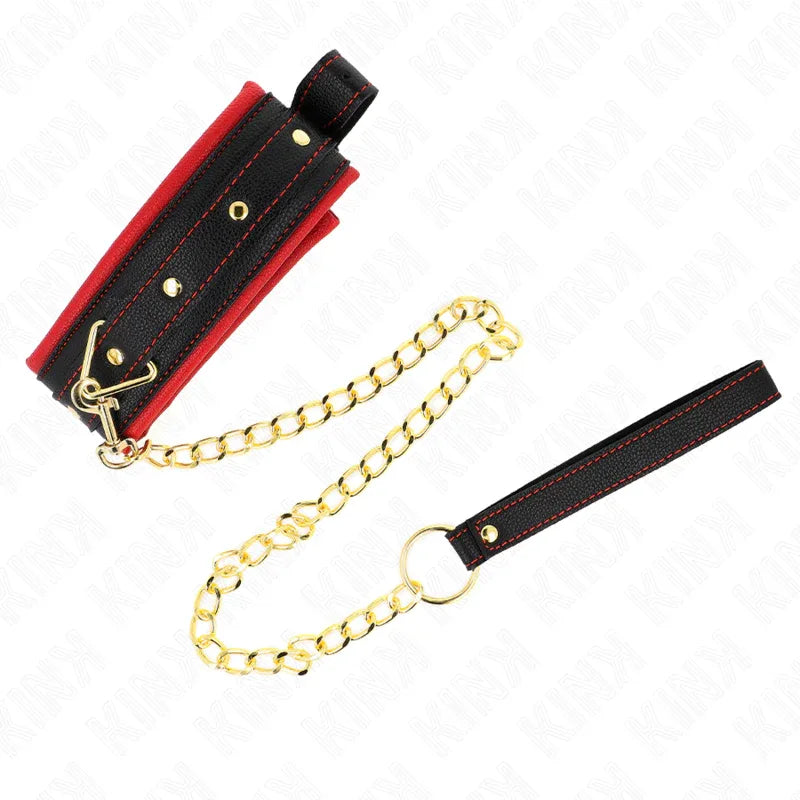 Kink – Collier avec Laisse en Tissu Uni Ajustable 33 48 cm X 5,7 cm