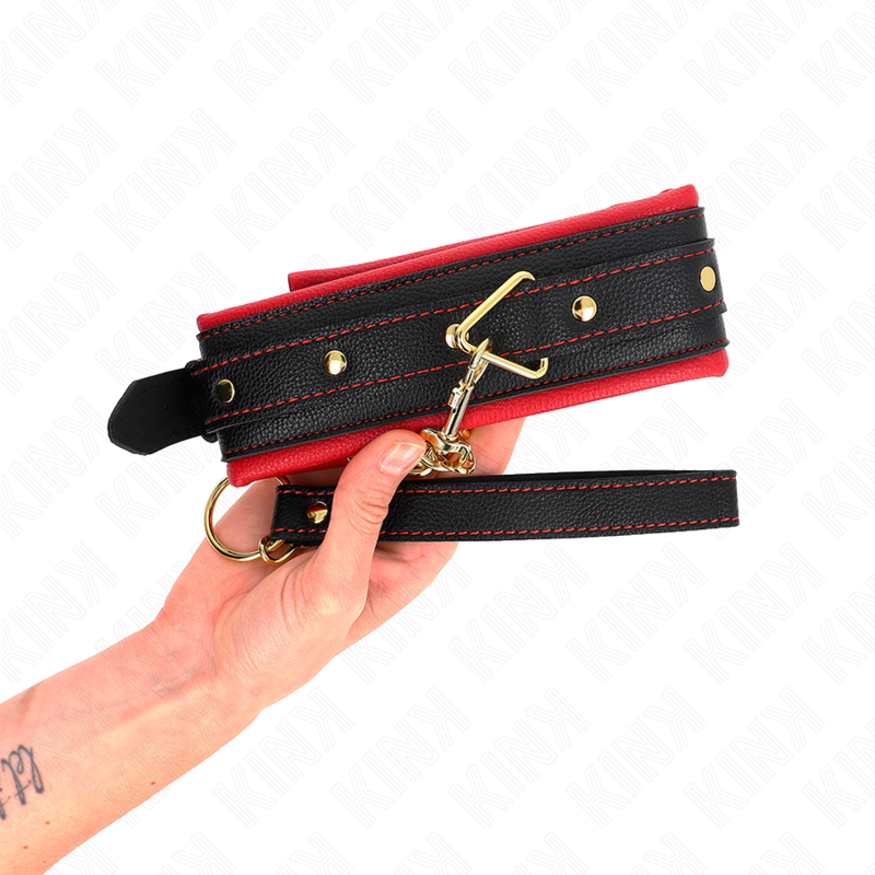 KINK - ADJUSTABLE PLAIN FABRIC COLLAR WITH LEASH 33-48 CM X 5.7 CM