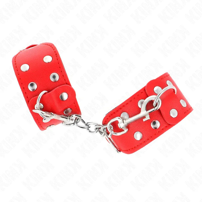 Kink – Bracelets avec Double Ligne de Clous Réglables Rouge