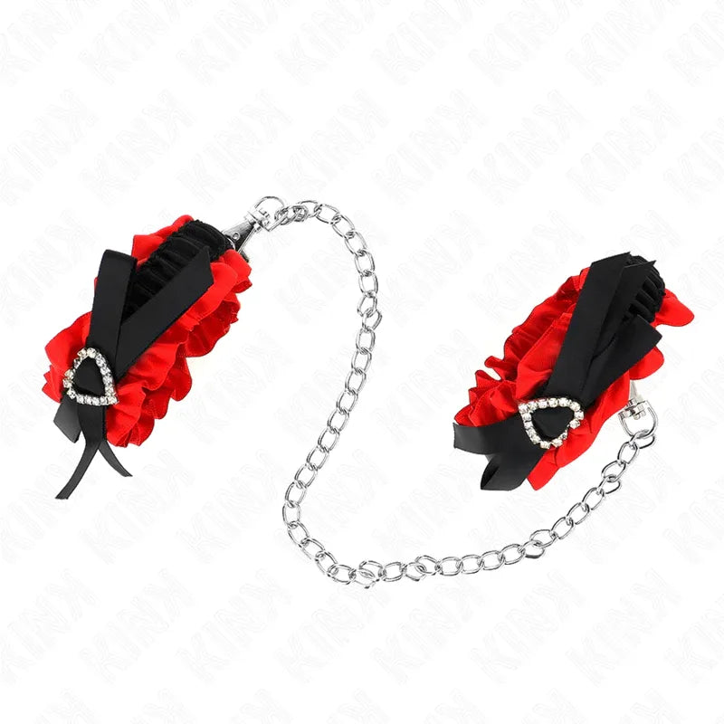 Kink – Attentes Poignets Élastiques en Dentelle Détails Coeur Rouge Réglables 22 35 cm