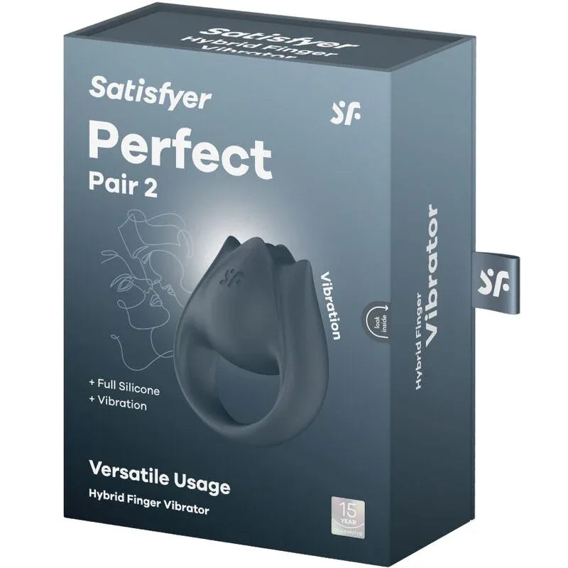 Satisfyer – Perfect Pair 2 Multivibrateur 2 en 1 Anneau Pénis et Stimulateur de Doigts Gris