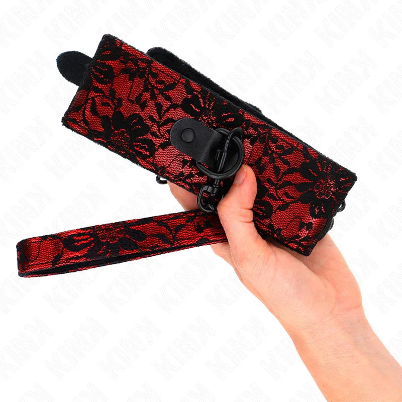 Kink – Collier Dentelle avec Ceinture avec Ceinture en Cuir Vrai 105 cm / 44 X 5,5 cm