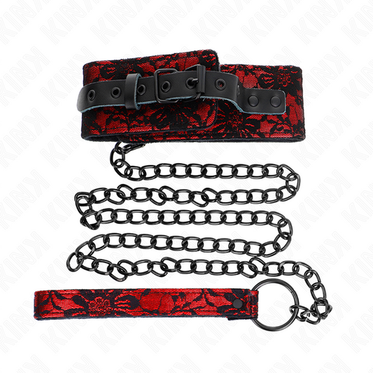 KINK - COLLIER DENTELLE AVEC CEINTURE AVEC CEINTURE EN CUIR VRAI 105 CM / 44 X 5.5 CM
